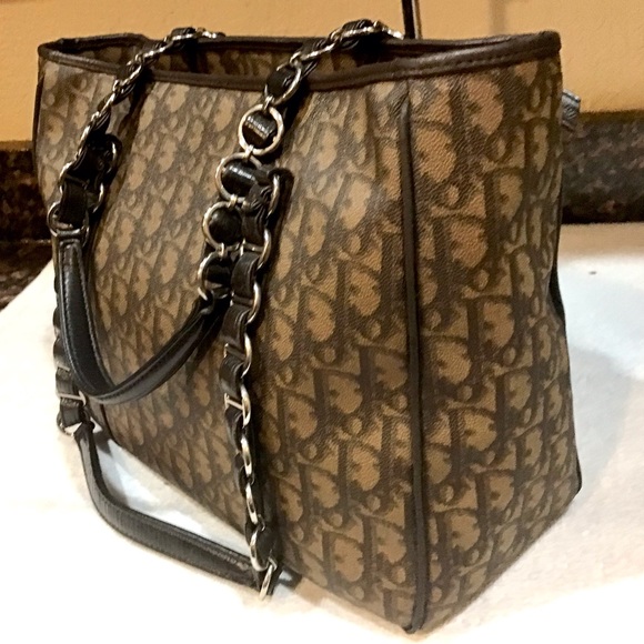 Authentic Christian Dior Trotter Romantique PVC Leather Brown Shoulder Bag - Picture 3 of 13